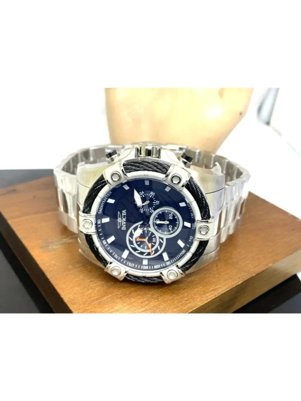 Invicta Mens Watch 25512 Bolt Quartz Chronograph Black Dial Stainless Steel 52mm